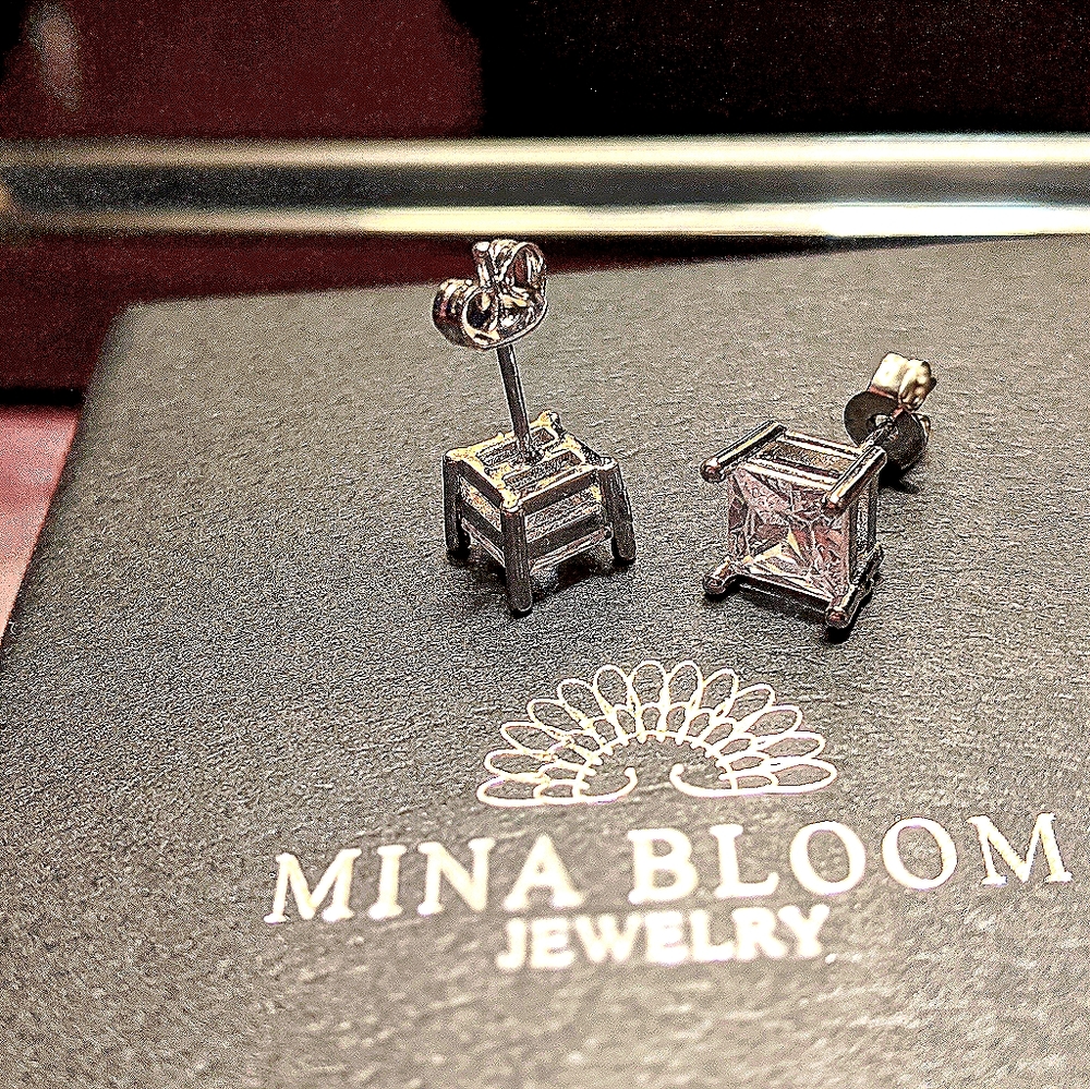 925 stamped silver square cuz earrings
